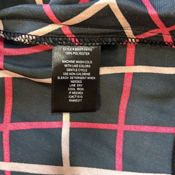 Sanctuary Women’s Large Black Red Pink Keyhole Tie Neck Long Sleeve Blouse - Picture 6 of 9